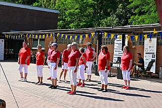 Sommerf KG Baerl 2026- 07-11 23  Blau-Gelbes Sommerfest - Im äußersten Nordwesten, rund 17 Kilometer von der City entfernt, in Baerl feierte die 1. KG Baerl Blau-Gelb e.V. bei strahlendem Sonnenschein auf dem Gelände des TUS Baerl ihr Sommerfest. : DVPJ, Oliver I, Kinderprinz Niklas I., Niklas I., Prinzessin, Greta I., Prinzessin Greta I., HDK, Duisburg, Karneval, Helau, Tollität, Event, Session 2026, Session 2027, Hauptausschuss, Gemeinschaft, Hauptausschuss Karneval Duisburg, Duisburg ist echt